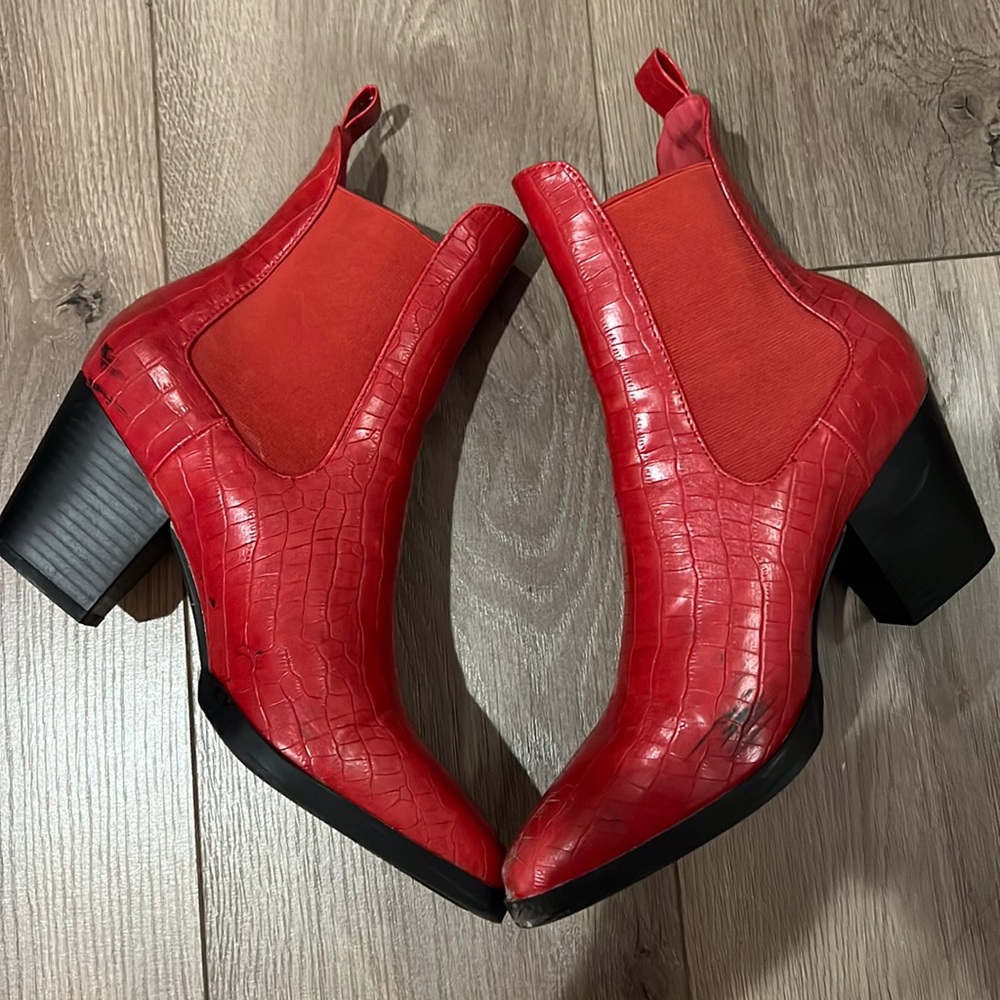 Western red boots